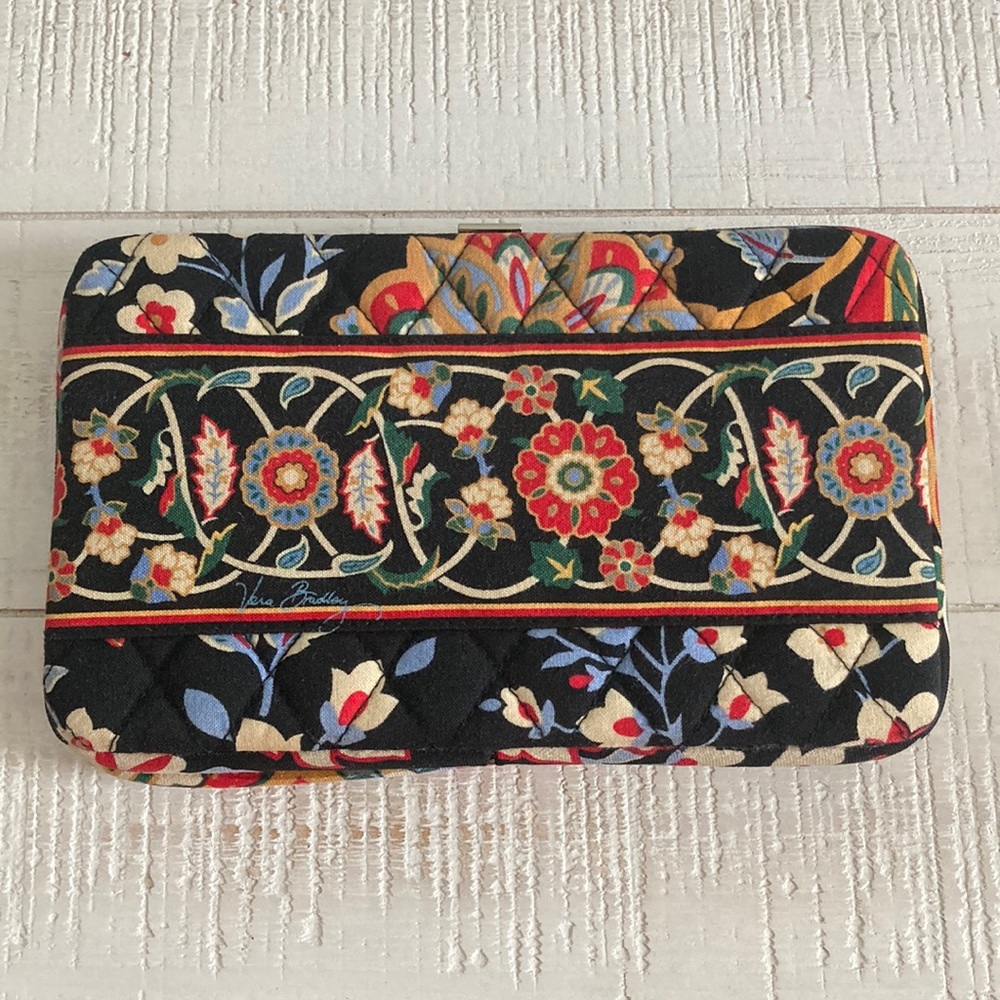 Vera Bradley Snap Lock Wallet in Black Floral Pattern